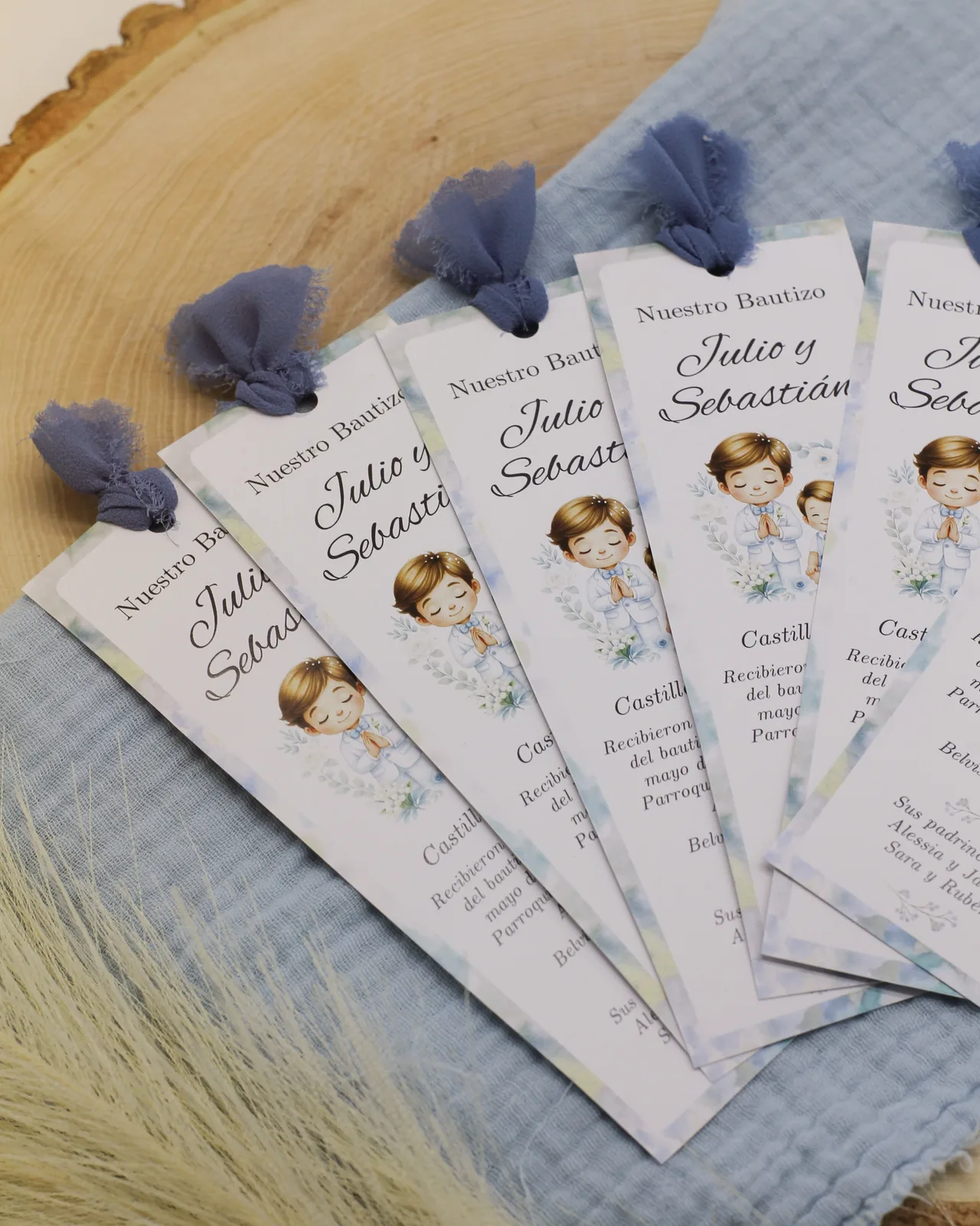 Marcapáginas y minutas personalizadas para boda